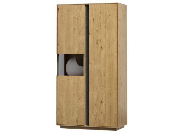 Regał wysoki dąb craft z otwartą półką i drzwiami