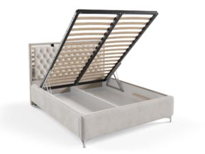 miniaturka Łóżko pikowane zagłowie metalowe nogi Melo