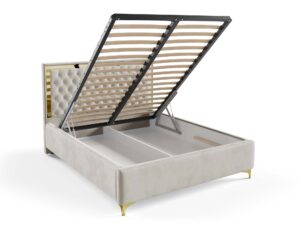 miniaturka Łóżko pikowane zagłowie metalowe nogi Melo