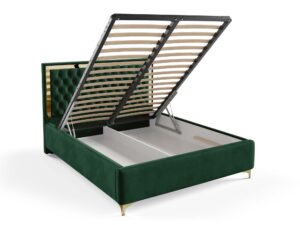 miniaturka Łóżko pikowane zagłowie metalowe nogi Melo