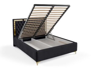 miniaturka Łóżko pikowane zagłowie metalowe nogi Melo