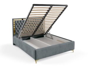 miniaturka Łóżko pikowane zagłowie metalowe nogi Melo