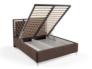 miniaturka Łóżko pikowane zagłowie metalowe nogi Melo