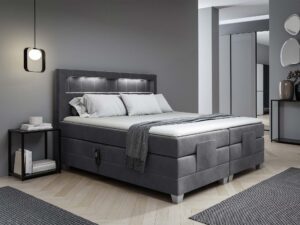 miniaturka Łóżko nowoczesne ozdobne przeszycia LED Lettera