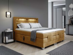 miniaturka Łóżko nowoczesne ozdobne przeszycia LED Lettera