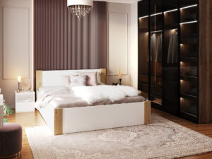 miniaturka Łóżko z pojemnikiem do sypialni w stylu skandynawskim Corner