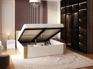 miniaturka Łóżko z pojemnikiem do sypialni w stylu skandynawskim Corner