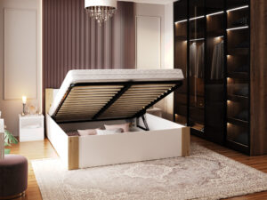 miniaturka Łóżko z pojemnikiem do sypialni w stylu skandynawskim Corner