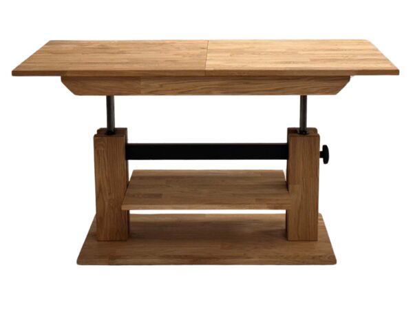 Ława podnoszona dąb naturalny z półką i regulacją wysokości