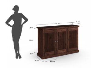 miniaturka Komoda 3-drzwiowa klasyczna drewniana Kalari