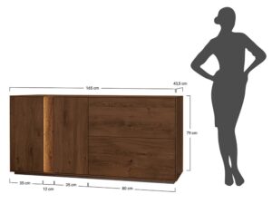 miniaturka Drewniana komoda loftowa 4-drzwiowa Essentia