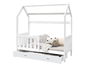 Łóżko domek Bella z barierką i schowkiem na zabawki