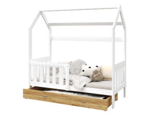 miniaturka Łóżko domek Bella z barierką i schowkiem na zabawki