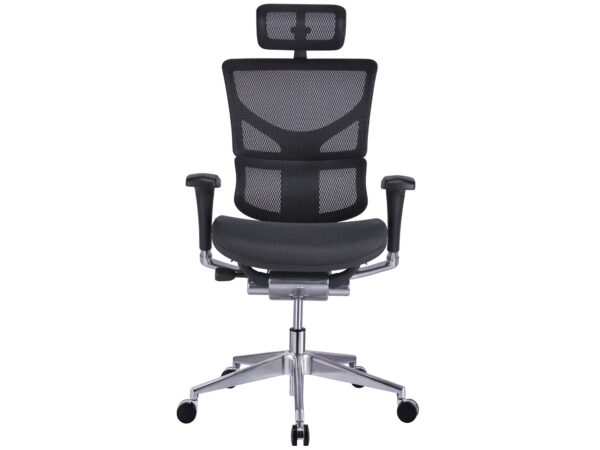 Ergonomiczny fotel biurowy czarny z siatką i zagłówkiem