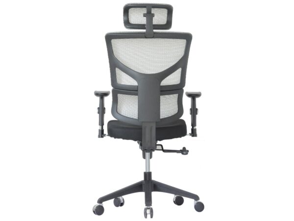 Ergonomiczny fotel biurowy biały z siatką i zagłówkiem