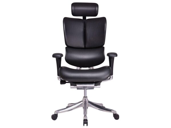 Ergonomiczny fotel biurowy czarny z zagłówkiem i podłokietnikami