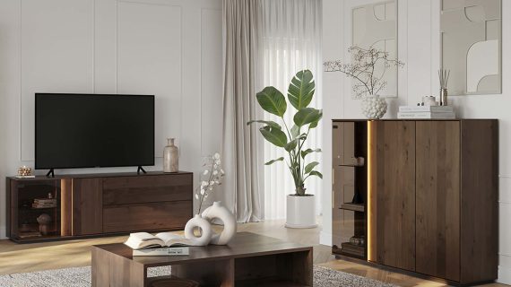 miniaturka Klasyczna drewniana szafka RTV 4-drzwiowa Essentia