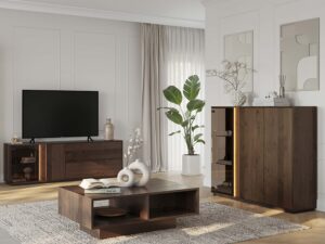 miniaturka Szafka RTV elegancka drewniana 4-drzwiowa Essentia