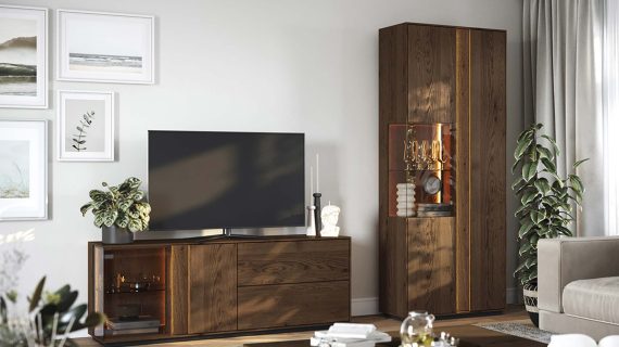 miniaturka Szafka RTV elegancka drewniana 4-drzwiowa Essentia