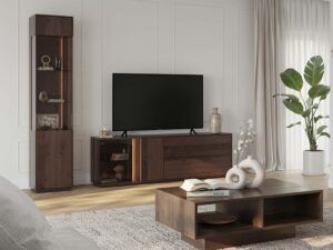 miniaturka Szafka RTV elegancka drewniana 4-drzwiowa Essentia