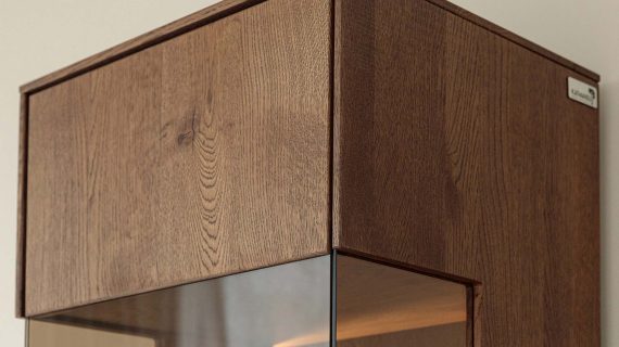 miniaturka Minimalistyczna witryna 1-drzwiowa drewniana Essentia