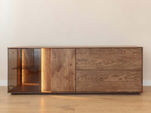 miniaturka Szafka RTV elegancka drewniana 4-drzwiowa Essentia