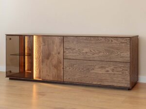 miniaturka Szafka RTV elegancka drewniana 4-drzwiowa Essentia