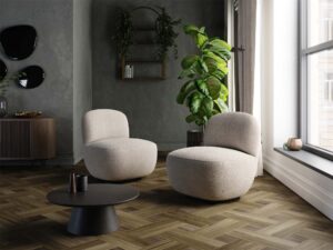 miniaturka Fotel tapicerowany ergonomiczny z drewnem Lilac