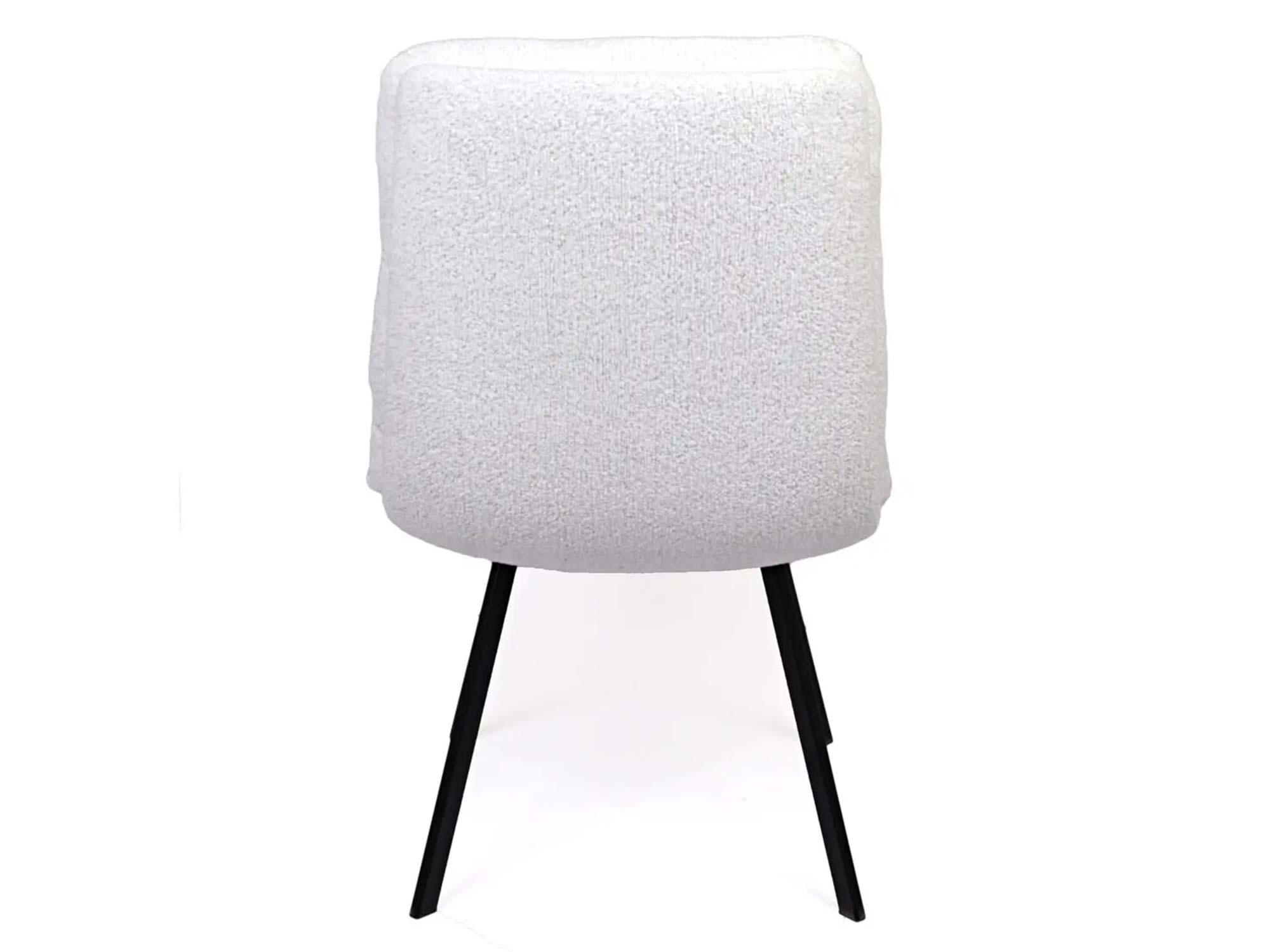 Białe krzesło tapicerowane tkaniną boucle na czarnych nogach