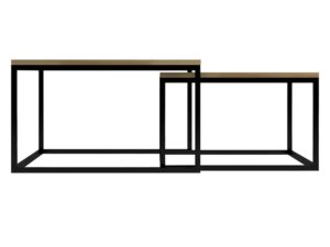miniaturka Zestaw stolików drewniano-metalowych okrągłych Kongo 1+1