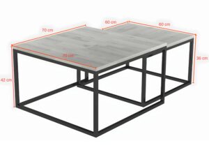 miniaturka Zestaw stolików drewniano-metalowych okrągłych Kongo 1+1