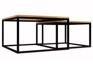 miniaturka Zestaw stolików drewniano-metalowych okrągłych Kongo 1+1