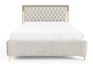 miniaturka Łóżko pikowane zagłowie metalowe nogi Melo