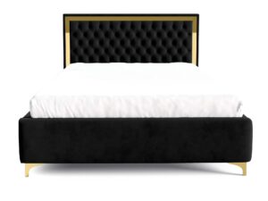miniaturka Łóżko pikowane zagłowie metalowe nogi Melo