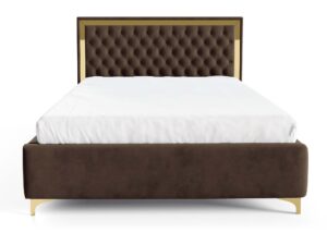 miniaturka Łóżko pikowane zagłowie metalowe nogi Melo