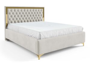 Łóżko pikowane zagłowie metalowe nogi Melo