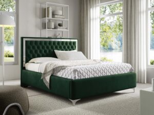 miniaturka Łóżko pikowane zagłowie metalowe nogi Melo