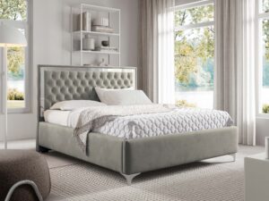 miniaturka Łóżko pikowane zagłowie metalowe nogi Melo