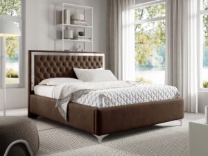 miniaturka Łóżko pikowane zagłowie metalowe nogi Melo