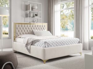 miniaturka Łóżko pikowane zagłowie metalowe nogi Melo