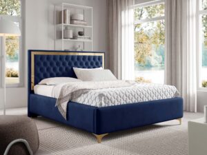 miniaturka Łóżko pikowane zagłowie metalowe nogi Melo