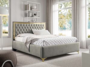 miniaturka Łóżko pikowane zagłowie metalowe nogi Melo