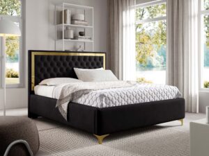 miniaturka Łóżko pikowane zagłowie metalowe nogi Melo