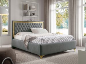 miniaturka Łóżko pikowane zagłowie metalowe nogi Melo