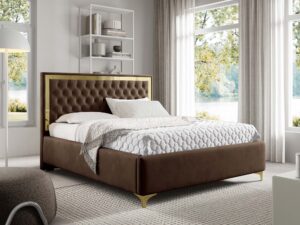 miniaturka Łóżko pikowane zagłowie metalowe nogi Melo