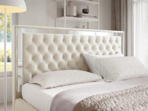 miniaturka Łóżko pikowane zagłowie metalowe nogi Melo