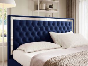 miniaturka Łóżko pikowane zagłowie metalowe nogi Melo