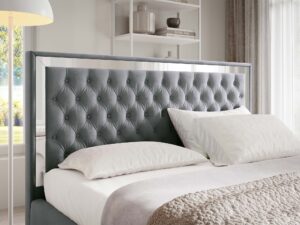 miniaturka Łóżko pikowane zagłowie metalowe nogi Melo