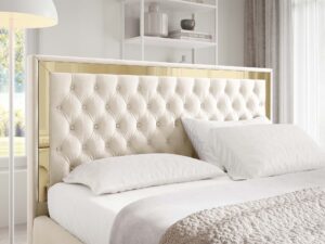 miniaturka Łóżko pikowane zagłowie metalowe nogi Melo