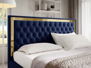 miniaturka Łóżko pikowane zagłowie metalowe nogi Melo